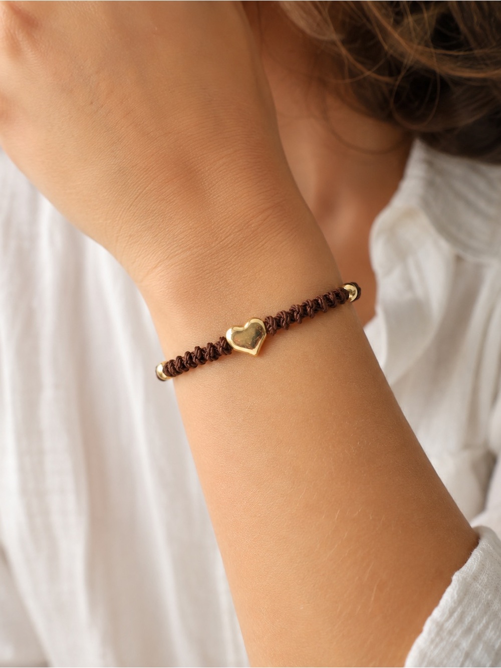 Handmade Maroon Macrame Stainless Steel Puffed Heart Adjustable Bracelet Boho